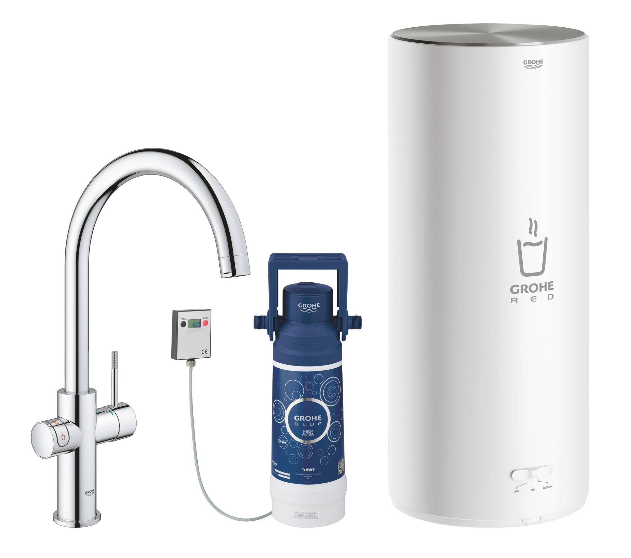 Смеситель и бойлер GROHE Хром Red Duo