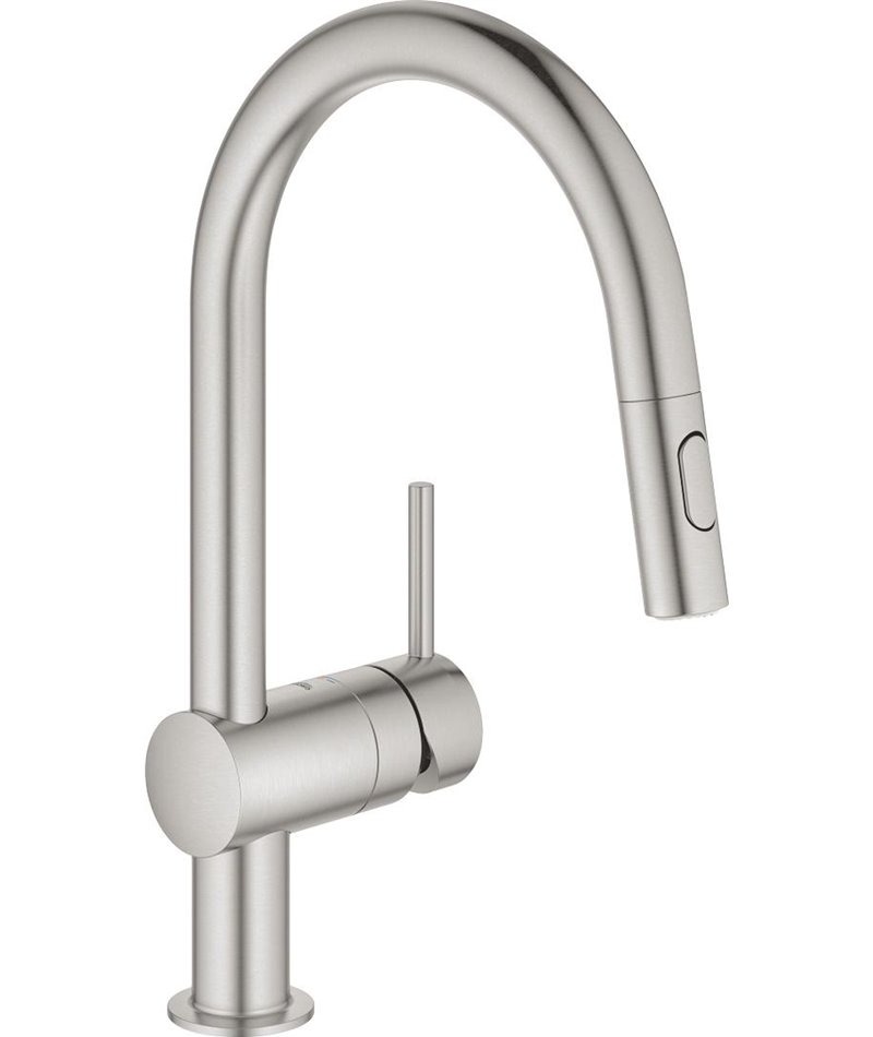 Смеситель с выдвижным изливом GROHE Нержавеющая сталь Vento