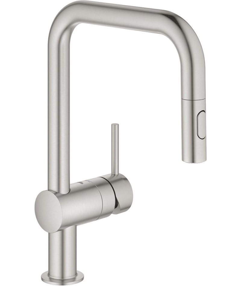 Смеситель с выдвижным изливом GROHE Нержавеющая сталь Vento