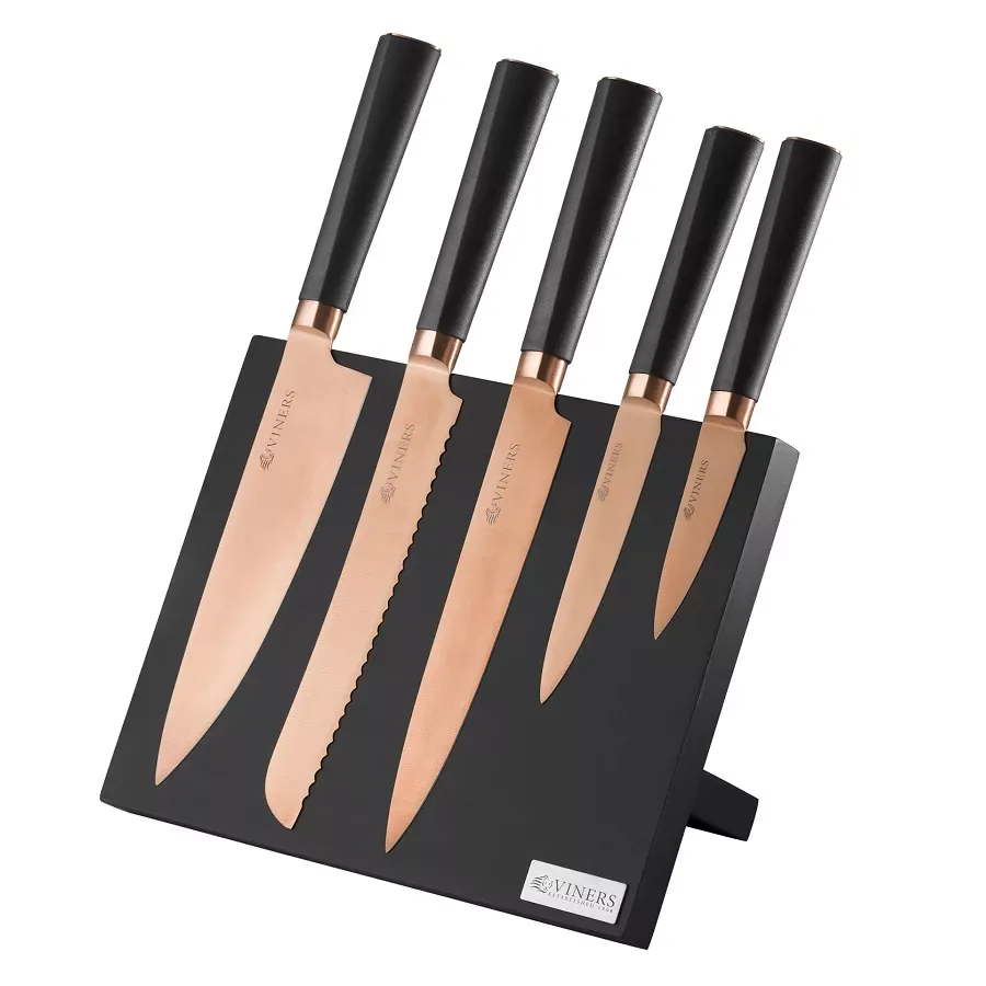Набор ножей 5 шт на подставке VINERS Черный Titan Copper