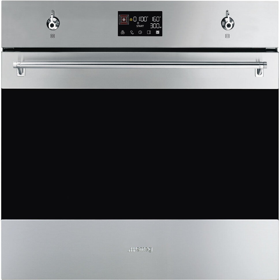 Духовой шкаф с СВЧ Smeg Нержавеющая сталь + черное стекло SO6302M2X