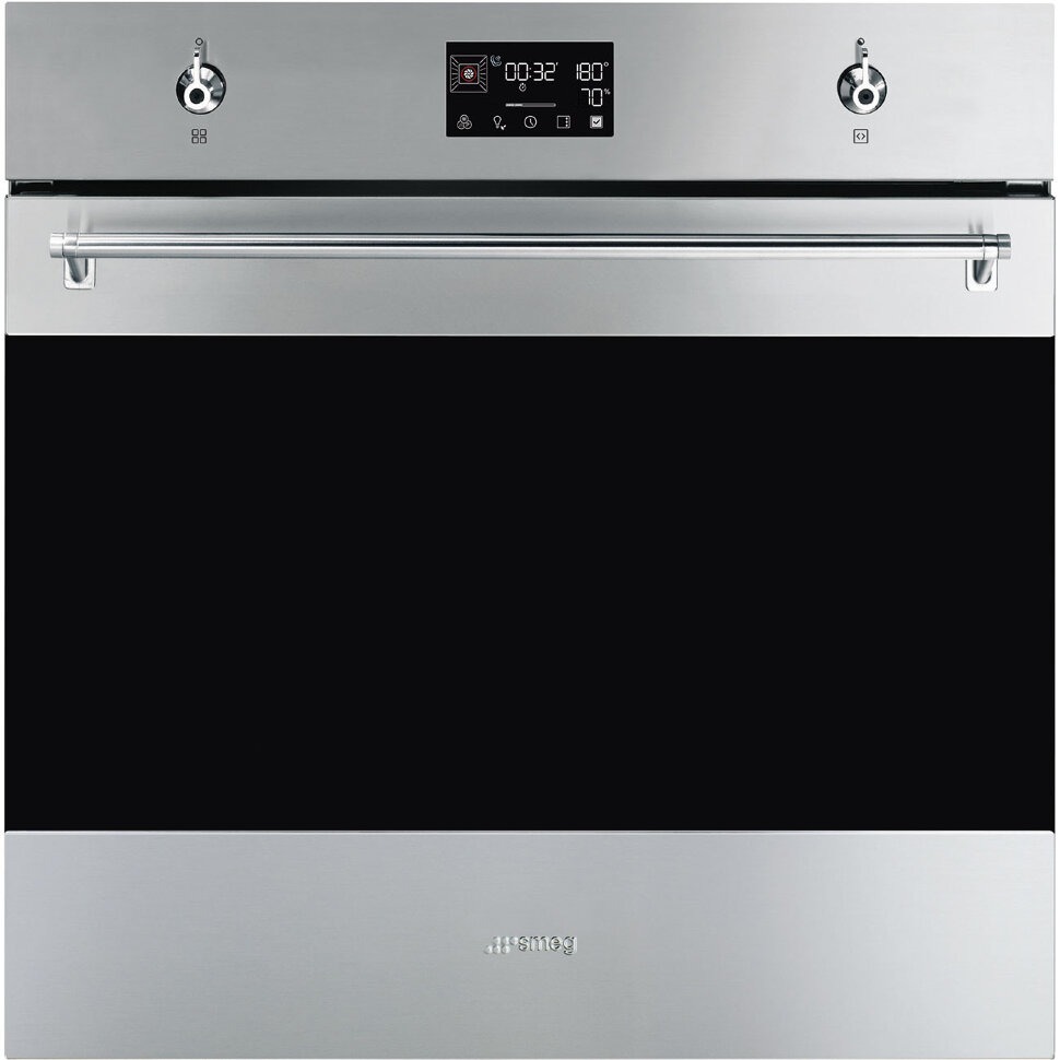 Духовой шкаф с паром Smeg Нержавеющая сталь + черное стекло SO6302S3PX