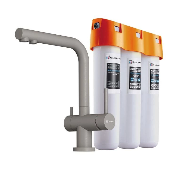 Комплект смеситель Nagano-P + Pure drop Lite Omoikiri Leningrad grey 4219.8028P