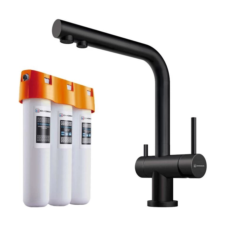 Комплект смеситель Nagano + Pure drop Lite Omoikiri Графитовый 4284.8028