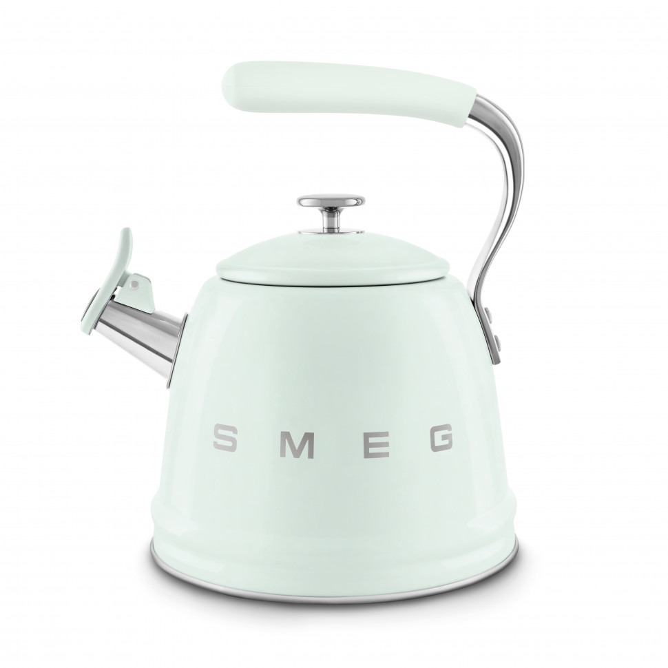 Чайник наплитный 2,3 л со свистком Smeg Мятный WKF01PG
