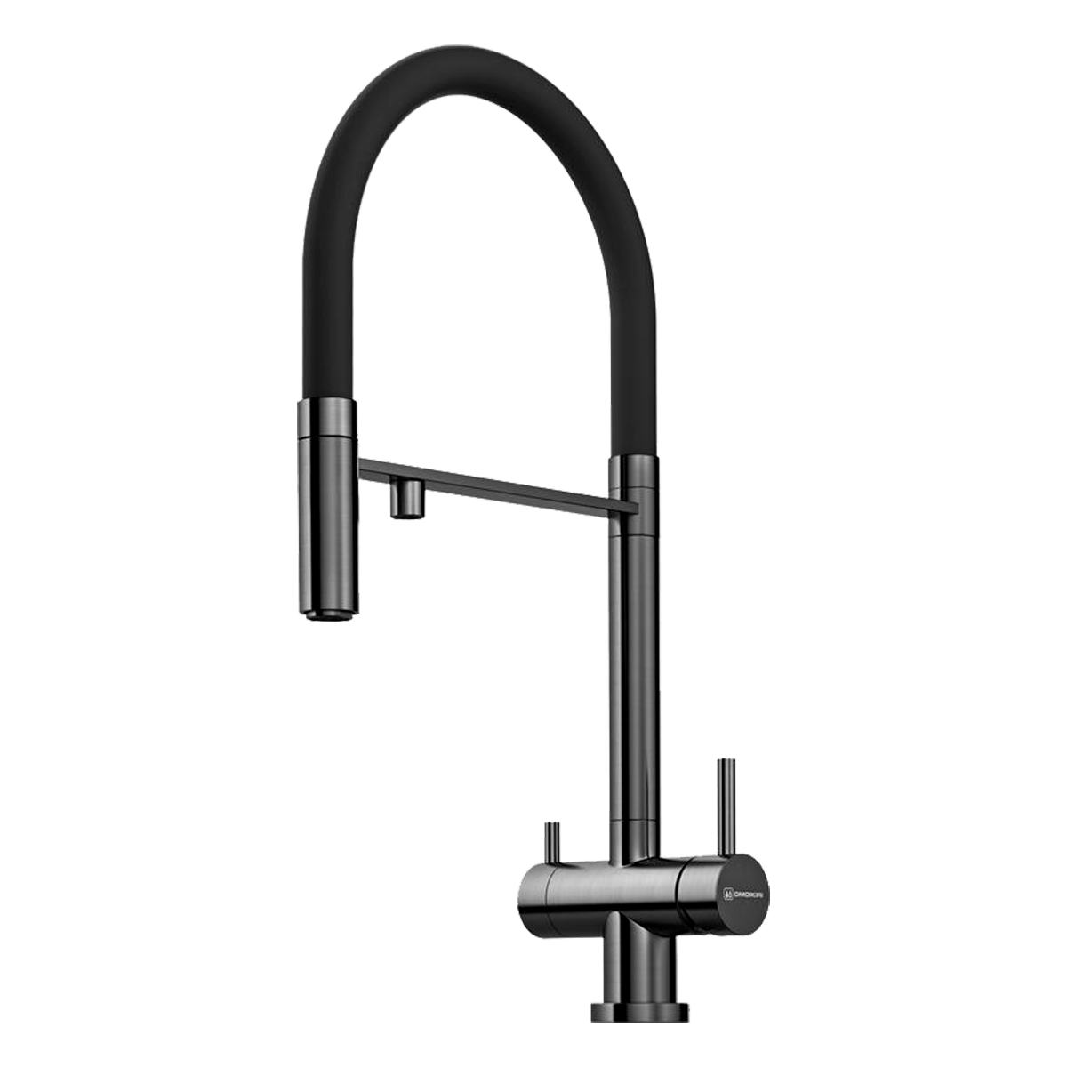 Смеситель с выдвижным изливом Omoikiri Вороненая сталь Kanto GM-BL