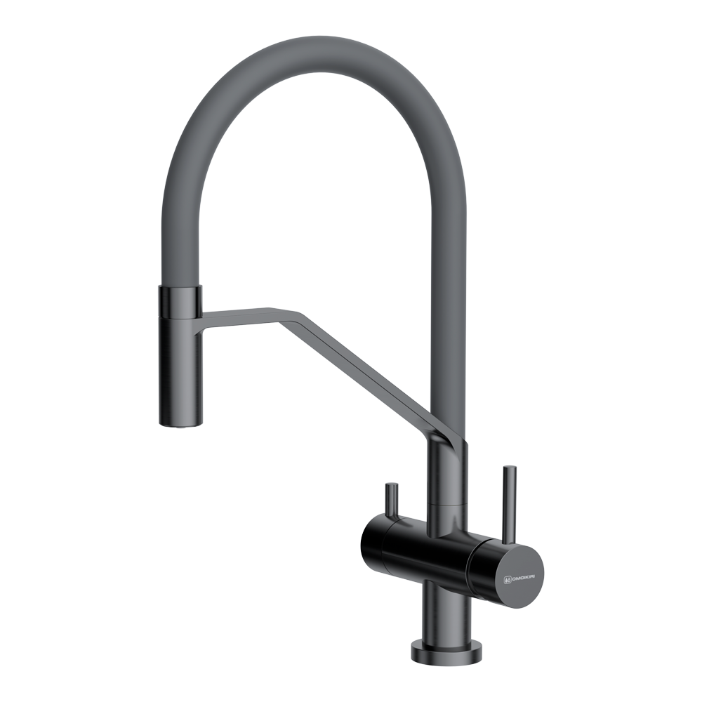 Смеситель с фильтром Omoikiri Вороненая сталь Akeno-GM-GR