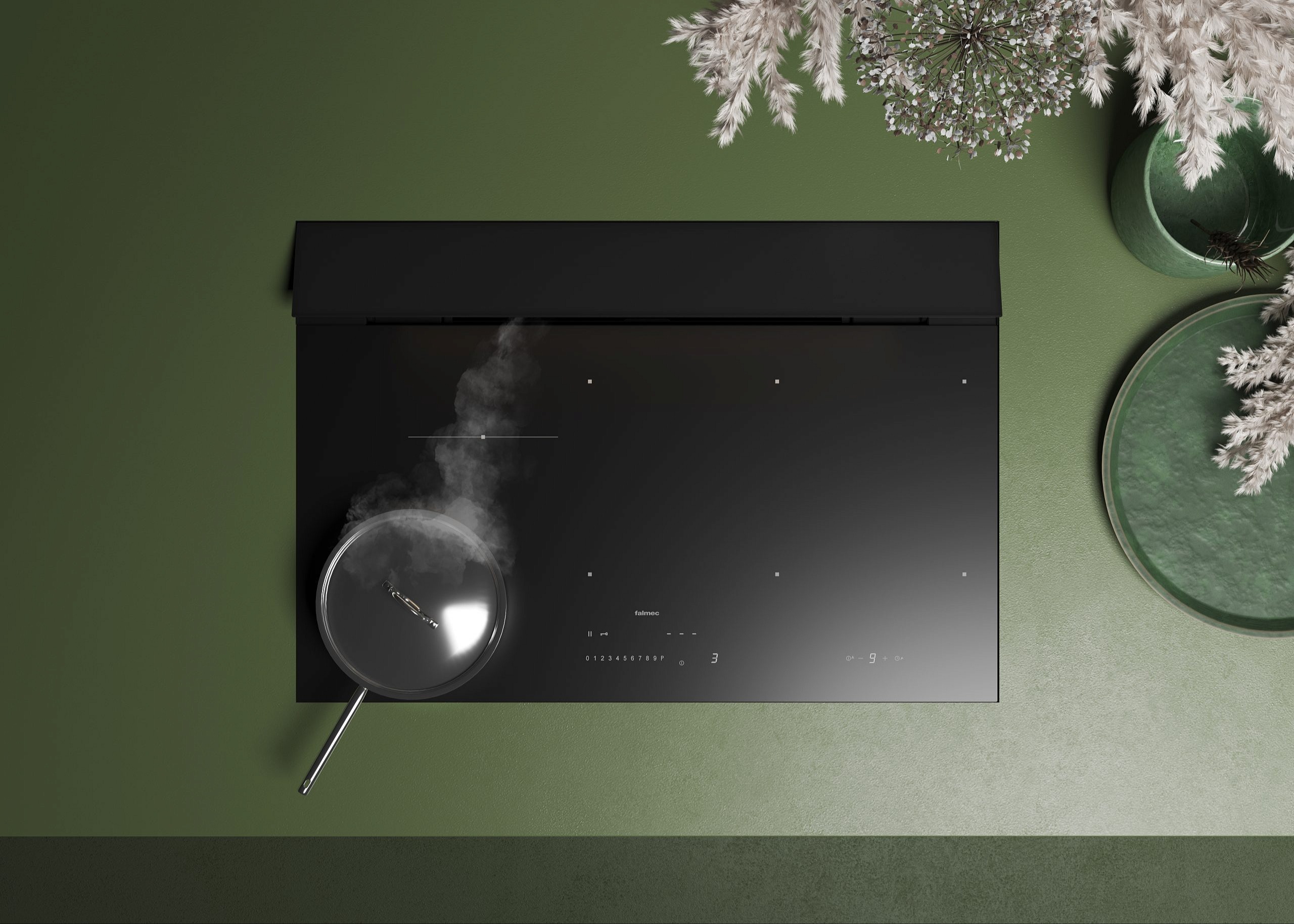 Варочная панель с вытяжкой Falmec Черный матовый BRERA 75 MATT