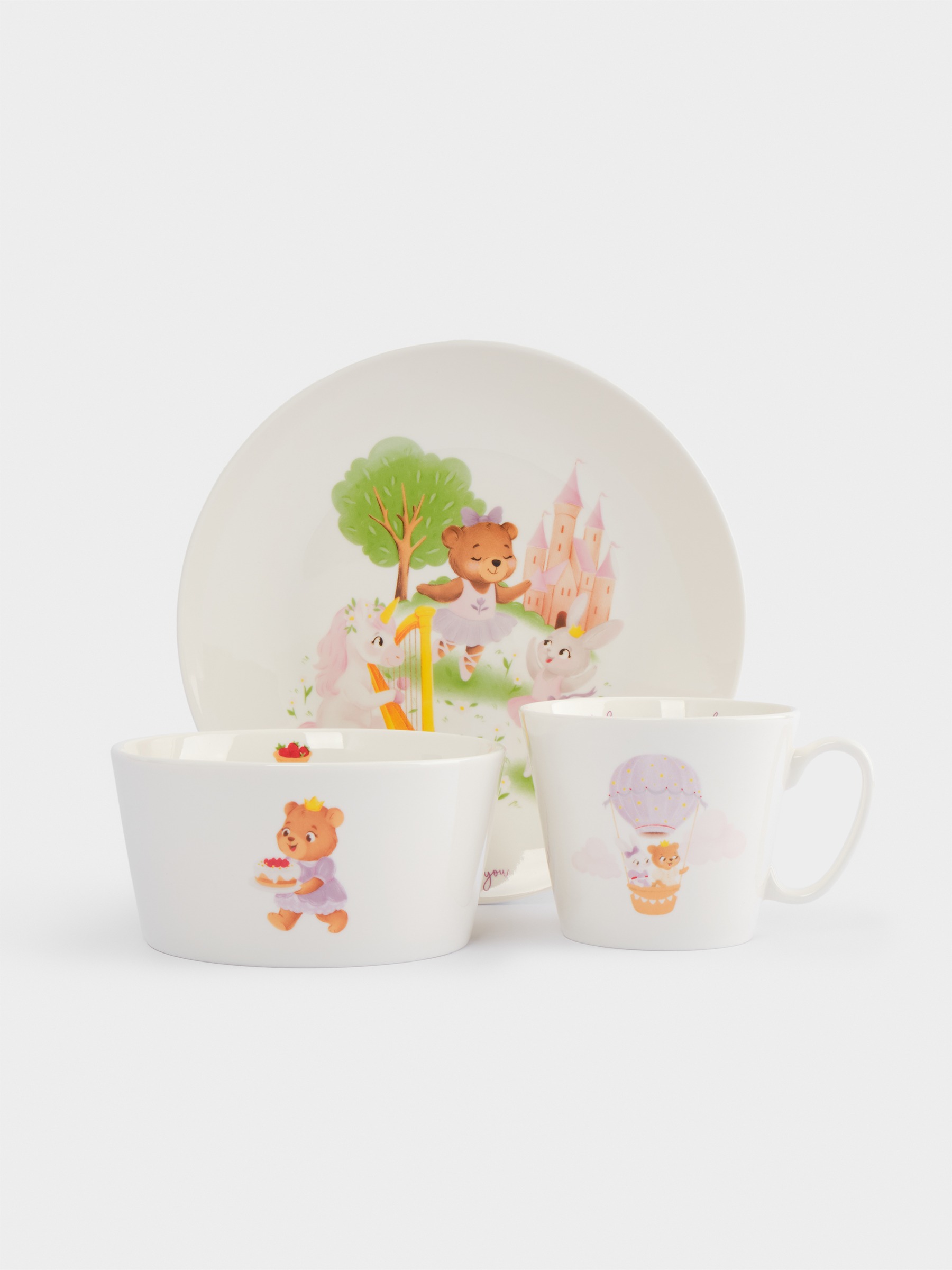 Набор детской посуды, 3 предмета ANNA LAFARG Белый Сказочные животные